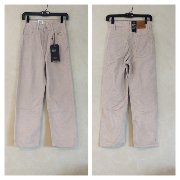 Levi's Ribcage Corduroy Pants Cement Pebble - Picture 9 of 13